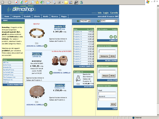 Uno dei negozi di esempio fatti con NetShoppe